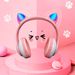 Rosa süße Katzenohren Drahtlose Kopfhörer Bluetooth-kompatibel Headset Stereo Faltbare Kopfhörer mit Mikrofon Musik Kind_voghion.com