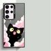 Samsung Galaxy S23/S22/S21/Note 20 İçin Sevimli Siyah Kedi Tasarımlı Lazer Sert Telefon Kılıfı - Trend Koruyucu Telefon Kılıfı, Çizilmez_voghion.com
