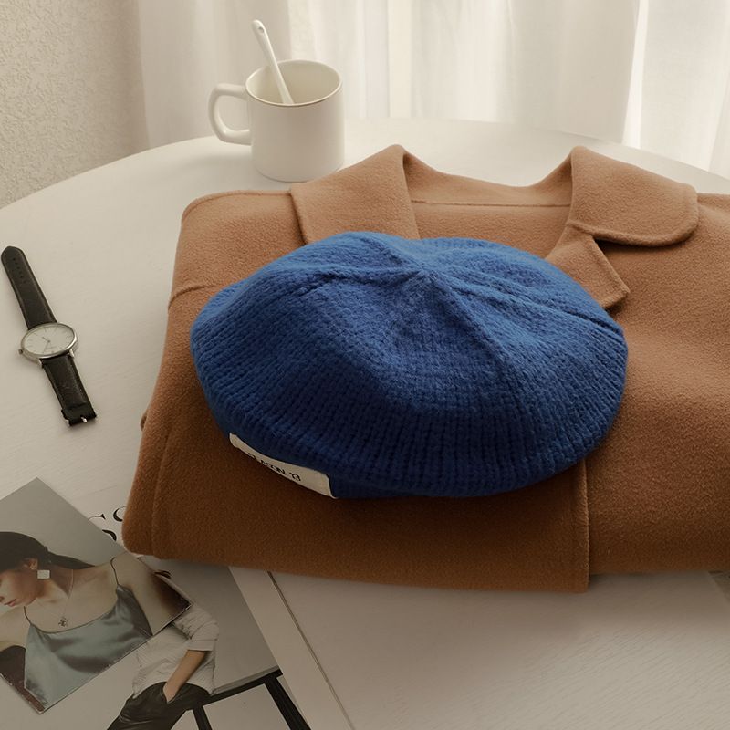 Britische Baskenmütze für Frauen im Herbst und Winter, Zhao Lusi, die gleiche gestrickte künstlerische Malermütze, koreanische Version vielseitig_voghion.com