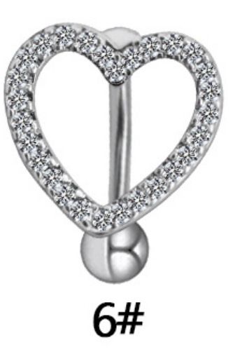 Gabby, anello invertito in acciaio inossidabile con zircone a forma di cuore europeo e americano, gioiello per ombelico_voghion.com