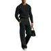Herren-Winter-Set aus Strickpullover und -hose – Langarmpullover mit Zopfmuster und Lounge-Hose – Weiche Polyestermischung für lässigen Komfort_voghion.com