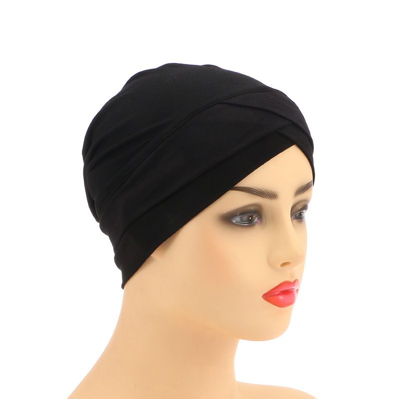 high quality modal forehead cross turban hat high elastic solid color adult pullover bottom elastic hat_voghion.com
