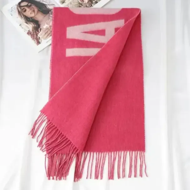 Designer Women Wool Designers Letter Silk Scarf Multi-Pink Cashmere Winter Beige Black Echarpe Luxe Scarves 180*35CM_voghion.com
