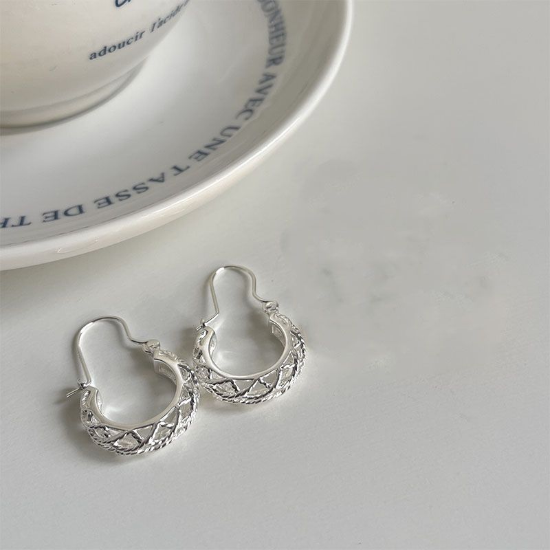 Sterling VENUS  Sier Hollowed Out Reticular Earrings for Women Simple Retro Bohemian Jewelry Gift Dropship_voghion.com
