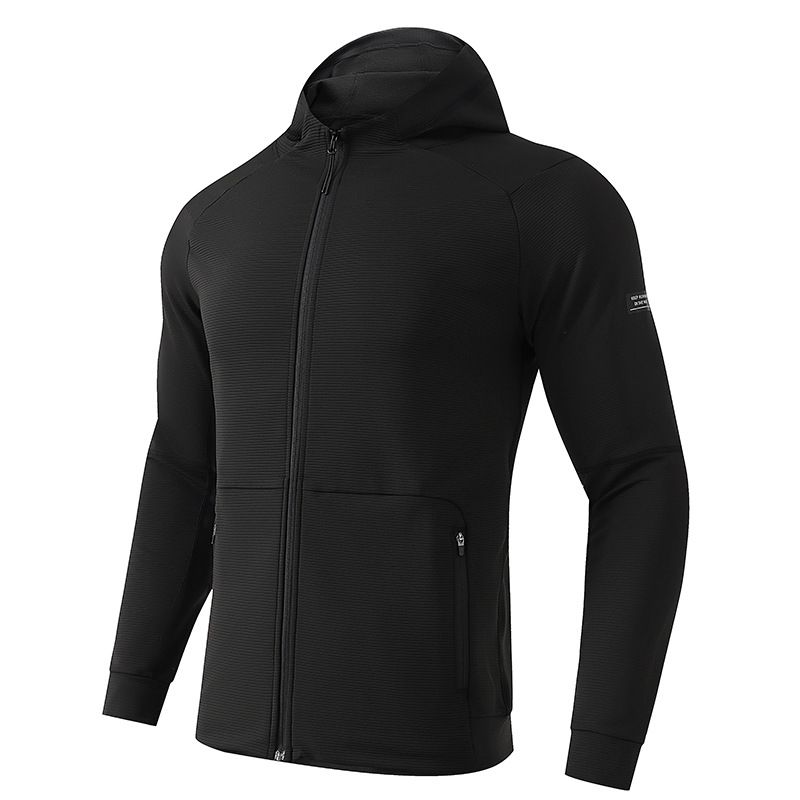 Chaqueta deportiva unisex con capucha – Cortavientos ajustado con cremallera para correr, gimnasio y estilo urbano (S-4XL) – Negro, Blanco, Azul-Gris_voghion.com