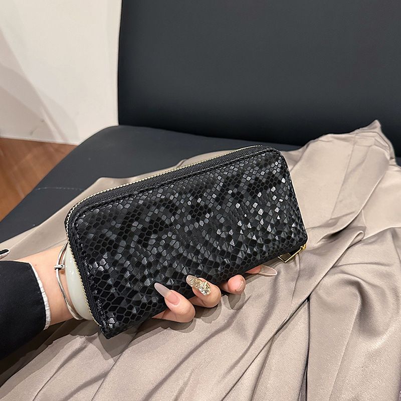 Borse da donna, nuovo modello in pelle di serpente, portafoglio lungo con cerniera, con più scomparti per carte, design a pochette di grande capacità, portamonete alla moda._voghion.com