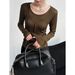 Luxi Fashionable Layered Vest Long Sleeve Two-Piece For Women 2025 Spring New T-Shirt Top Set Base Shirt 2875_voghion.com