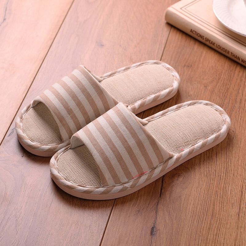 Breathable Linen House Slippers – Soft & Absorbent Indoor Slides For Women & Men, Non-Slip Comfort For All Seasons_voghion.com