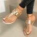 Women's Shoes Rhinestones Style Flip Flop Flat Sandals Fashionable And Comfortable Metal Buckle Decorated Large Size Slippers_voghion.com