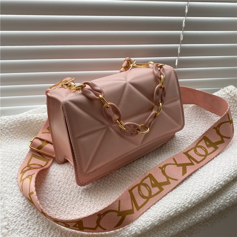 Mini borsa semplice casual borsa moda nuova retrò personalità tracolla larga borsa a tracolla elegante catena spessa piccola borsa_voghion.com