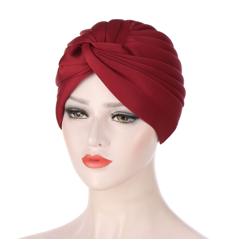 Women's Hats Fashion Indian Solid Color Twisted Space Cotton Hand-sewn Muslim Baotou Hat Hats in Stock_voghion.com