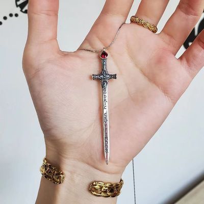 Halskette mit Schwertanhänger, modisches Geschenk, Pulloverkette_voghion.com