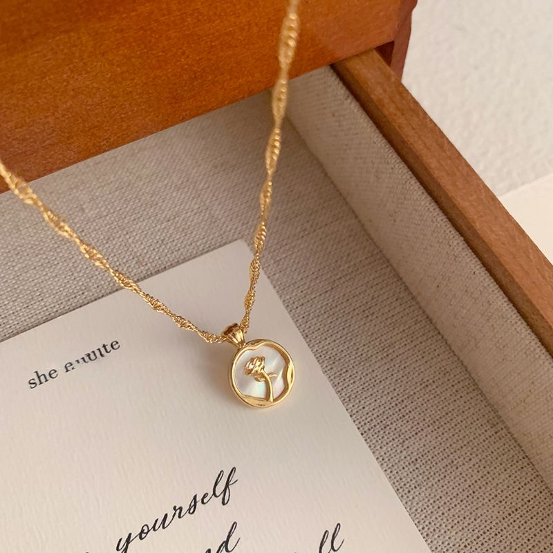 French retro rose necklace for women light luxury design niche clavicle necklace 2023 new style trend_voghion.com