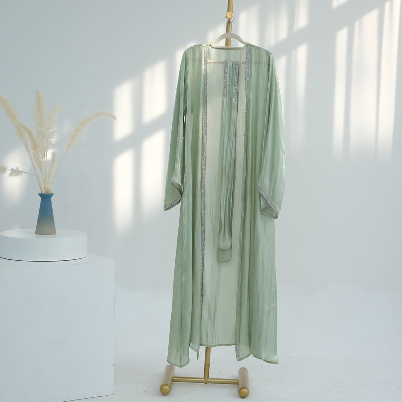 Women's Clothing Solid Color Bordered Robe Cardigan_voghion.com