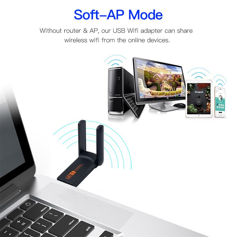 USB WiFi Adapter 1900Mbps Dual Band 2.4G/5Ghz USB3.0 Wireless WIFI Lan Adapter Dongle 802.11ac RTL8812BU With Antenna For Laptop_voghion.com