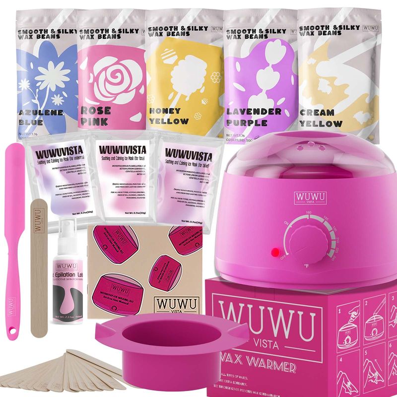 Waxing Kit 23 Items, WUWUVISTA Hair Removal Hard Wax Kit With Wax Warmer&Wax Beads For Full Body/Face/Underarm/Bikini/Sensitive Skin For Women&Men_voghion.com