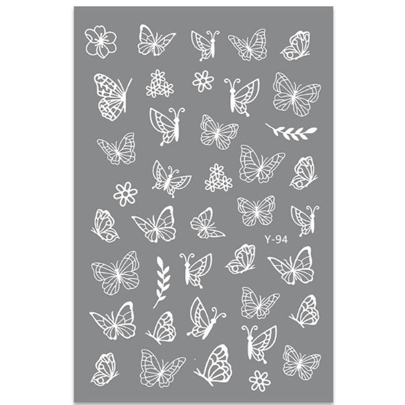 1 Sheet Colorful Butterfly 3D Nail Stickers Flowers Leaves Self Adhesive Transfer Sliders Wraps Manicures Foil_voghion.com