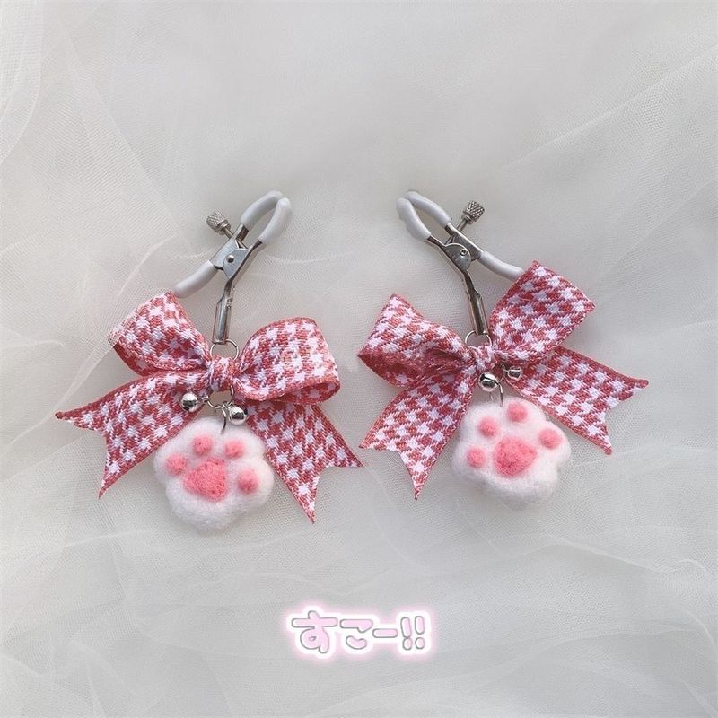 Bowknot Cat Paw Cute Bell Breast Mimi Clip SM Training Restraint Punishment Anal Plug Alternative Sexspielzeug_voghion.com