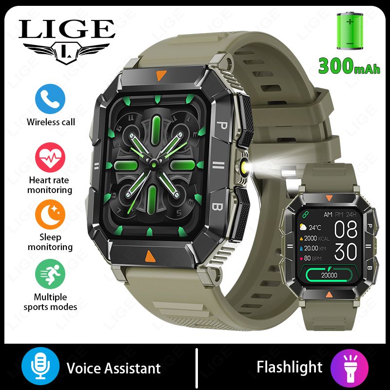 2025 Bluetooth Uruff Smart Auer Männer 1.83" Häerzfrequenz Fiess Sportsuhren mat LED Täscheluucht Männer Smartwatch fir Huawei_voghion.com