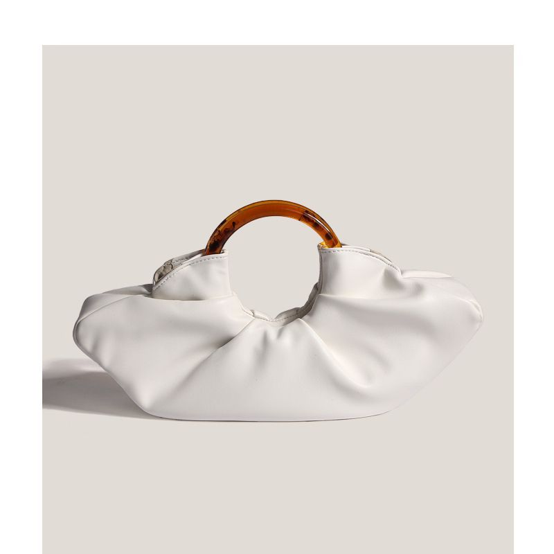 Damentaschen Kleine Horntasche Internet-Berühmtheit im gleichen Stil Acrylring Handtasche Tasche weibliche plissierte Wolkentasche Handknödeltasche_voghion.com