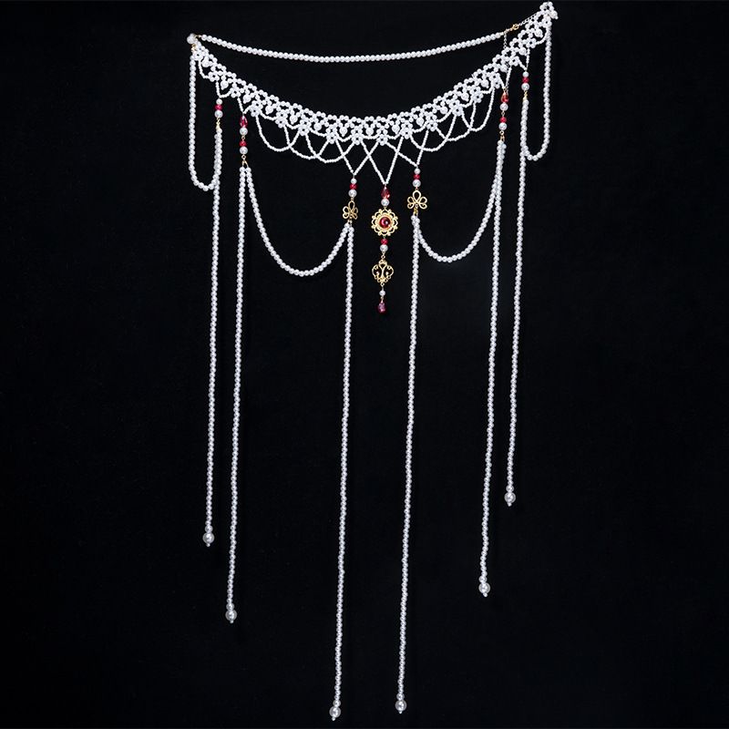 Hanfu Chain For Women, Long Tassel Pearl Tang Collar, Qi Waist Ru Skirt, Ancient Accessories, Han Ements, National_voghion.com