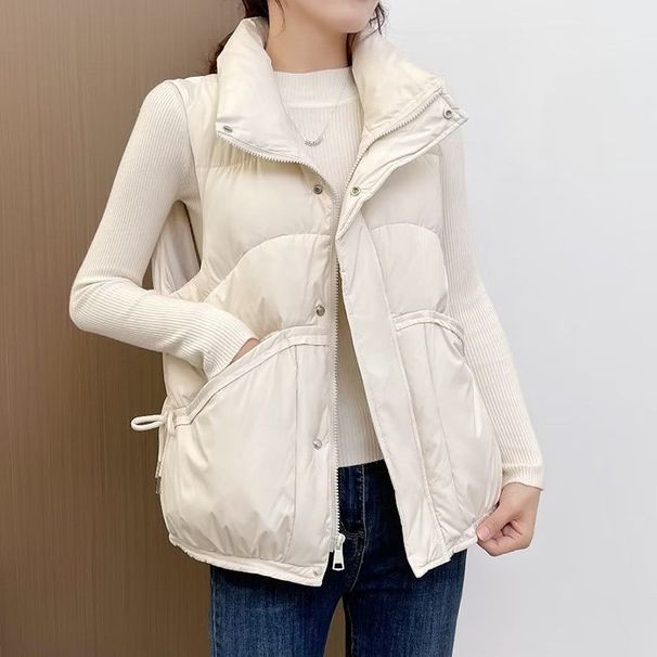 Gilet matelassé pour femme – Motif 3D et col montant zippé (Indispensable pour superposer les vêtements d'hiver légers)_voghion.com