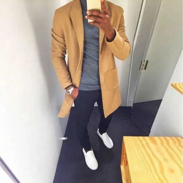 Men's Trench Coats New Autumn and Winter Lazy Fashion Casual Lapel Jacket Long Woolen Mens T221102_voghion.com
