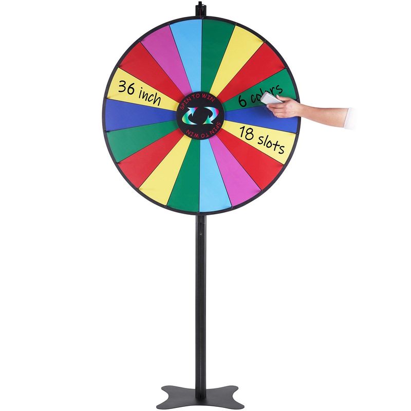 VEVOR 36 Inch Spinning Prize Wheel, 18 Slots Spinning Wheel, Roulette Wheel With A Dry Erase And 2 Markers, Tabletop Or Floor Standing Win Fortune Spin Games In Party Pub Trade Show Carnival_voghion.com