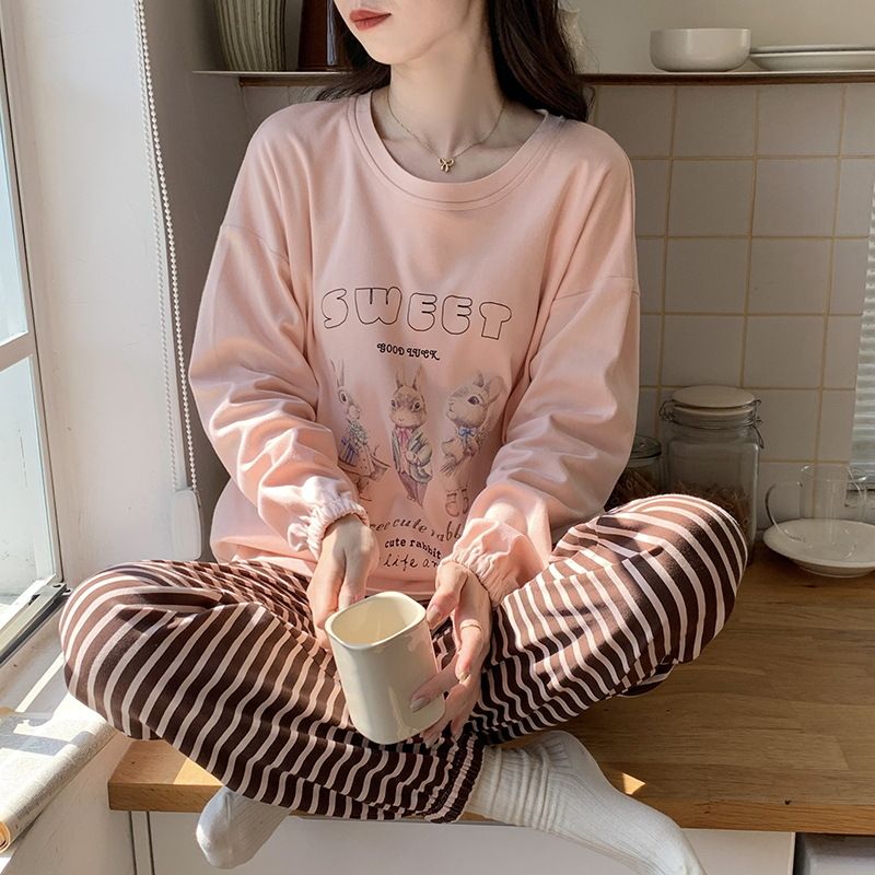 2024 New sleeved Long pants Women's Pajama Set with Chest Mat Headset Live Streaming Spring and Autumn Internet_voghion.com