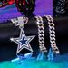 Men Fashion Jewelry Full Diamond Blue Five Pointed Star Necklace Personality Hip Hop Pendant Single Pendant_voghion.com