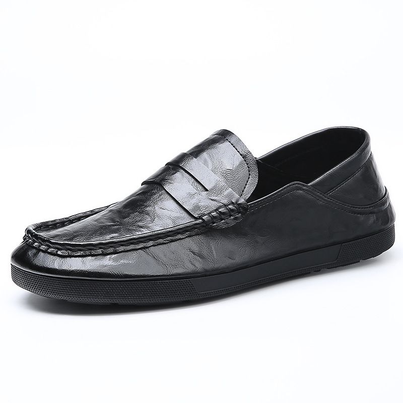 2023 New Genuine Leather Peaches Men's Shoes Loaf Trendy Shoes Men's Korean Version Versatile One-Pitch Driving Casual Leather Shoes_voghion.com