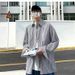 Giacca versatile da uomo alla moda, a maniche lunghe, a righe, versione coreana, alla moda, alla moda, vento pigro, famosa su Internet_voghion.com