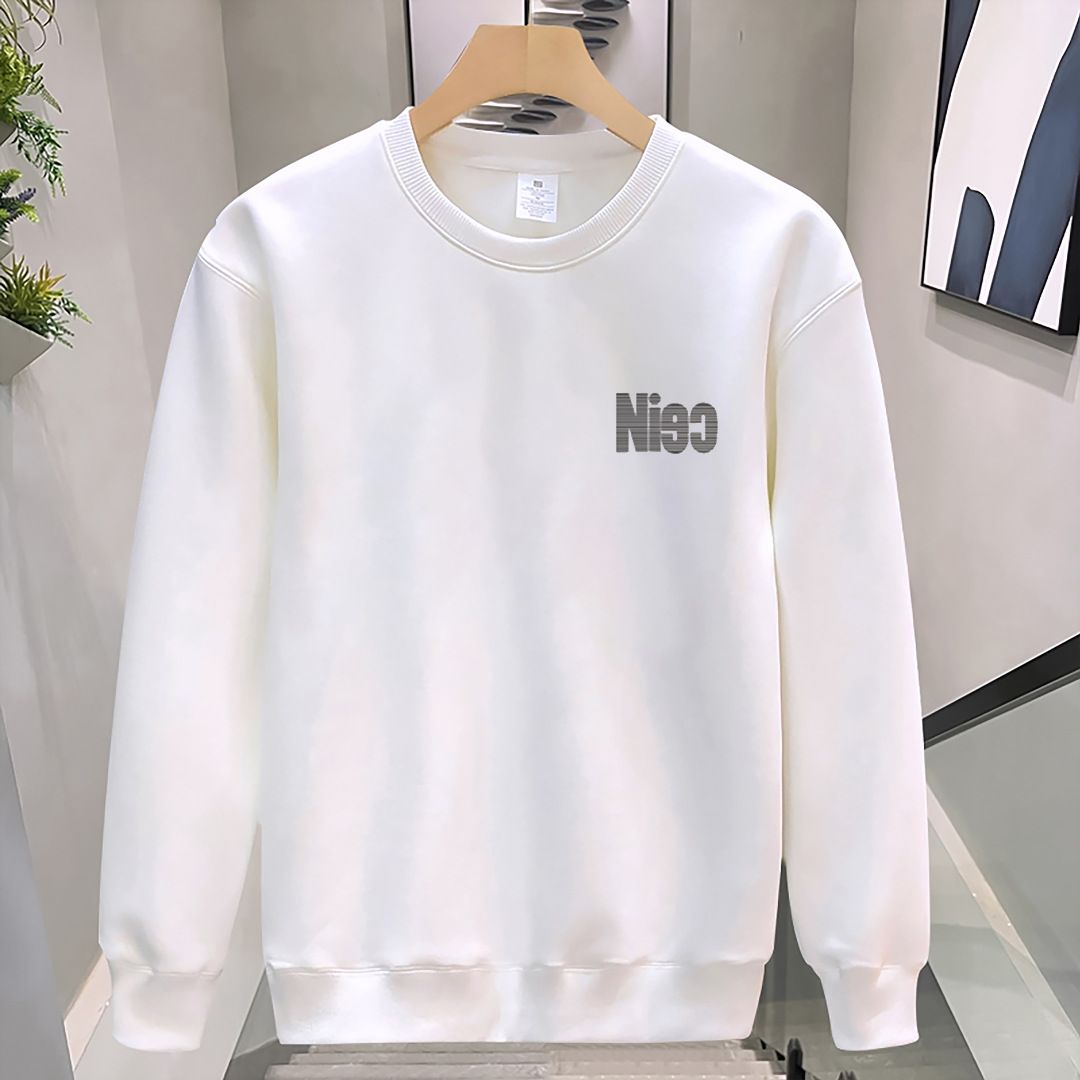 Vyriški drabužiai „Crewneck Sweat“ Vyriški laisvo dizaino „Sense Smiley Print Style“ Retro stiliaus „Instagram“ stiliaus madingi prekės ženklo viršutiniai drabužiai pavasariui ir rudeniui_voghion.com