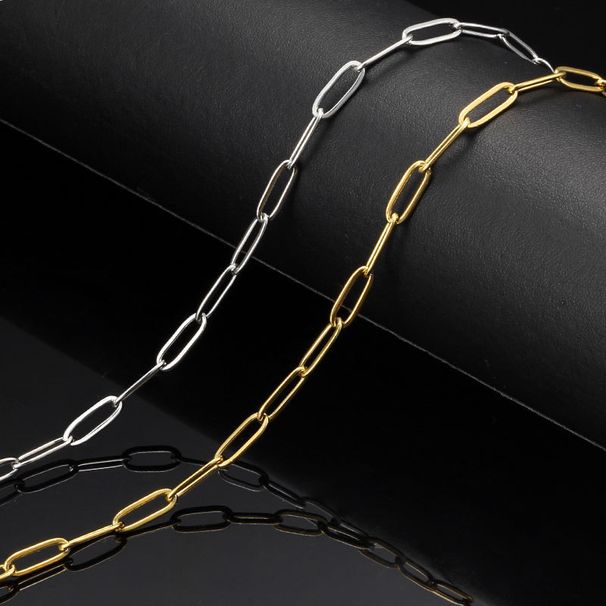 Collana con catena a croce rettangolare in acciaio inossidabile, gioielli in acciaio al titanio, celebrità di Internet, stesso stile, catena con graffetta saldata, produttori all'ingrosso_voghion.com