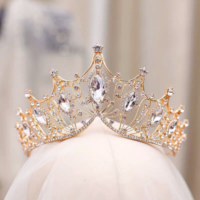 Europese en Amerikaanse nieuwe bruidskroon prinses kristal verjaardag kroon legering diamant bruids tiara trouwjurk accessoires_voghion.com
