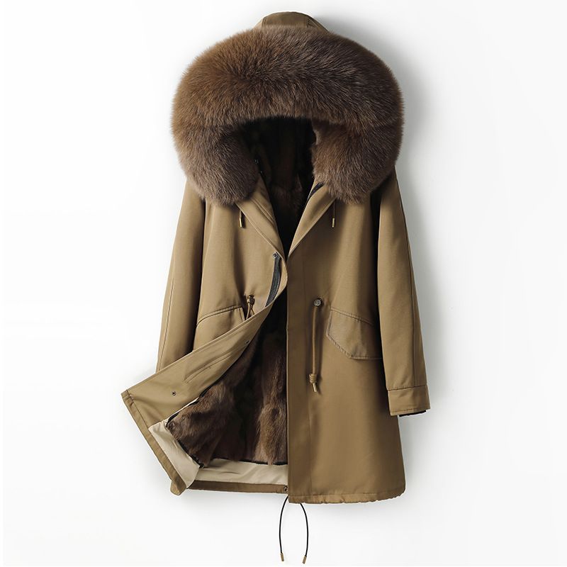 Men's Detachable Fox Fur Parka – Hooded Winter Coat With Removable Lining (M-6XL, Slim Fit, Windproof Shell, Zip Closure)_voghion.com