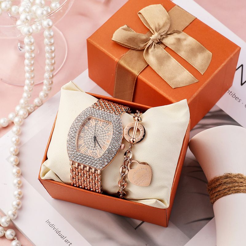 Women's Watches Women's Watch Set Fashion 2-piece Set Full Of Diamond Exaggerated Quartz Watch Titanium Steel Ot Buckle Bracelet_voghion.com