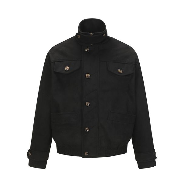 Cappotto da lavoro da uomo con colletto alto, autunno inverno, stile trendy, stile High Street, tinta unita, stile baseball largo_voghion.com