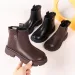 Leather Children Shoes Girls Boys Solid Color Bootie Fashion Soft Baby Short Comfortable Anti-slip Kids Leisure Boots_voghion.com