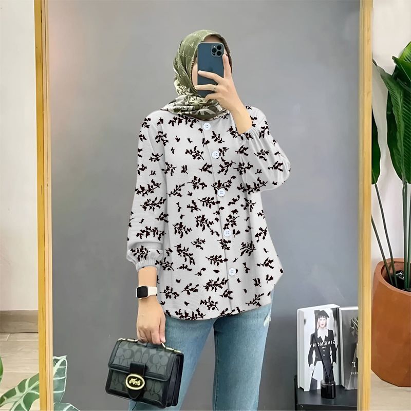 Women's Muslim floral print shirt literary retro cardigan loose top for women drape shirt for women_voghion.com