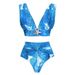 Elegante set bikini con gonna avvolgente in chiffon - Costume da bagno a vita alta per donna, costume da bagno due pezzi con scollo a V ed effetto push-up_voghion.com