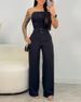 Women's Clothing Standing Tube Top Button Vest Opening Closing Placket Wide Leg Trousers Suit_voghion.com