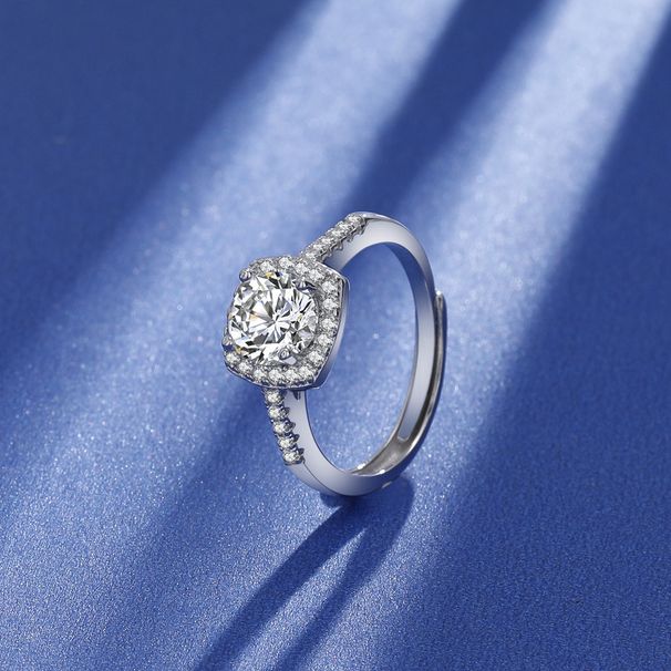 Korean version of square bag high carbon women light luxury temperament, set with diamond rings, open ring for couples_voghion.com