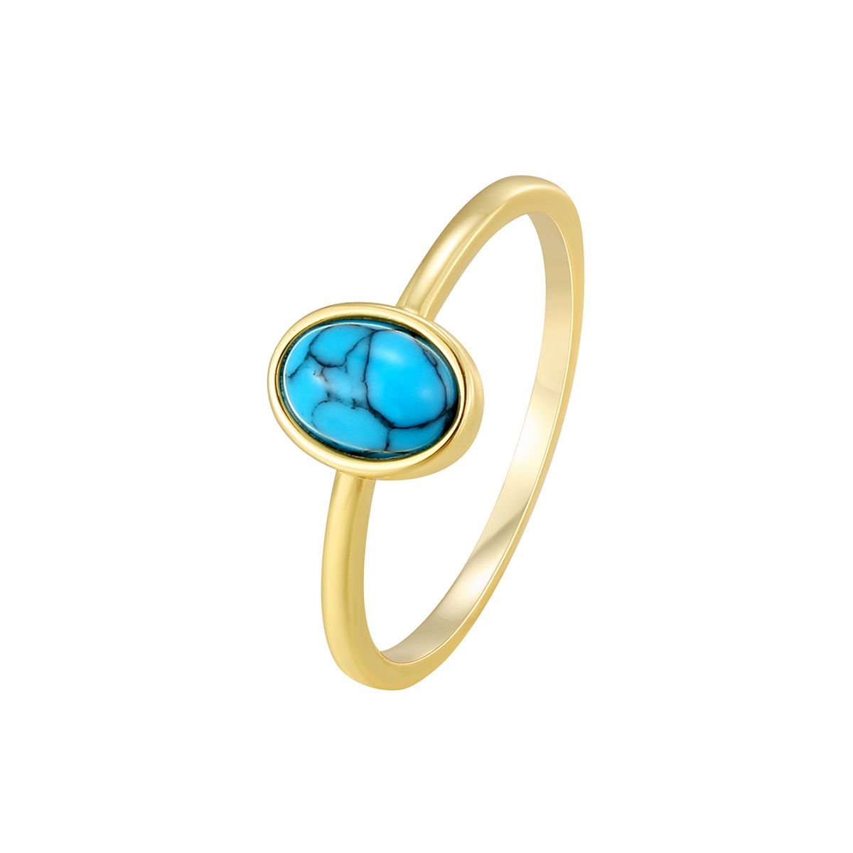 R0677 Bohemian Style Design For Women Gold Inlaid Oval Turquoise Ring_voghion.com
