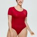 Plus-size women's leotard all-in-one crew neck short-sleeved briefs_voghion.com