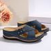 New Slope Heel Flat Casual Slippers For Women With Cross Belt Solid Color Large Size Versatile Shoes_voghion.com