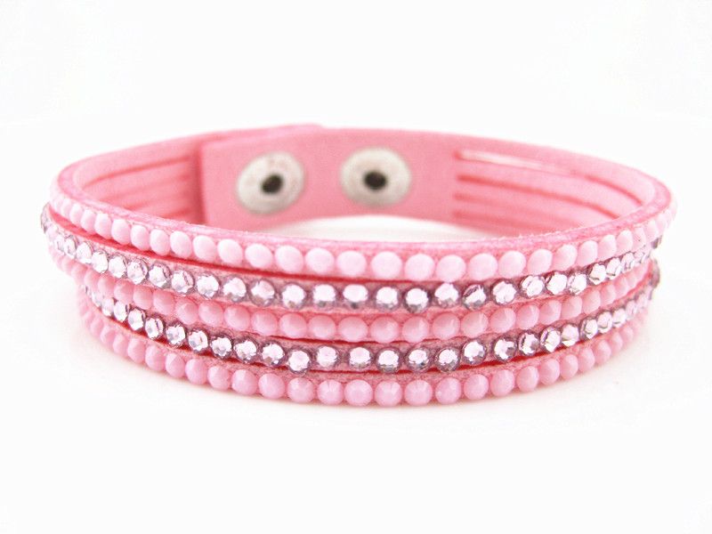 Bransoletka z koreańskiego aksamitu, wielowarstwowa, kryształowa, owinięta kryształkami_voghion.com