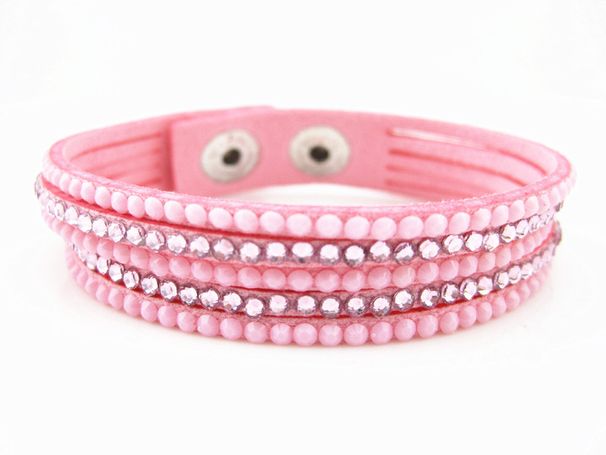 Bransoletka z koreańskiego aksamitu, wielowarstwowa, kryształowa, owinięta kryształkami_voghion.com