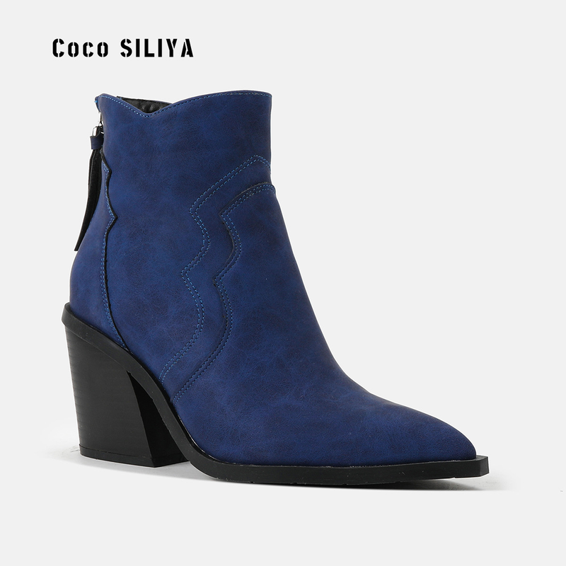 Chelseas Foreign Trade Short Boots Kids Martin Boots British Style 2022 Chunky Heels High Heels Pointed Toe Plus Size Zipper and Nude Boots_voghion.com