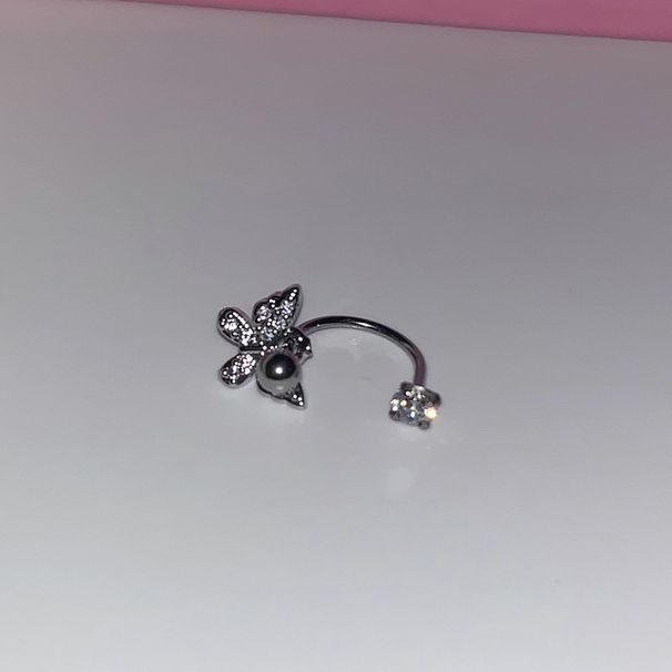 Orecchini a forma di U con croce in zircone, a forma di ferro di cavallo, con perno in osso, a vite, con farfalla scintillante e cuore_voghion.com